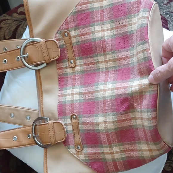 Vintage 80's Longaberger Homestead Shoulder Bag Purse Plaid Tan, 13x10x5 - Picture 3 of 7